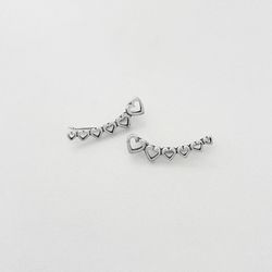 Brinco ear cuff seis corações vazados prata 925 - ... - BRAGHETTO