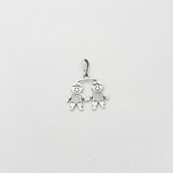 Pingente dois meninos juntos prata 925 - P468 - BRAGHETTO