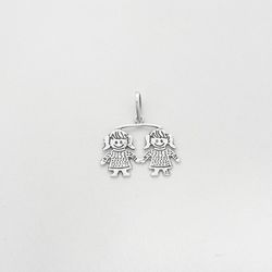 Pingente duas meninas juntas prata 925 - P469 - BRAGHETTO