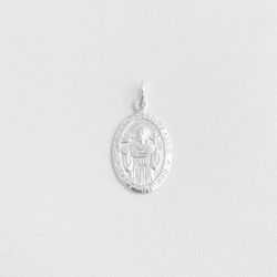 Pingente medalha oval grande São Francisco de Assi... - BRAGHETTO