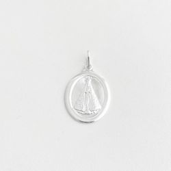 Pingente medalha oval Nossa Senhora Aparecida prat... - BRAGHETTO