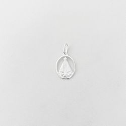 Pingente medalha oval vazada Nossa Senhora Apareci... - BRAGHETTO