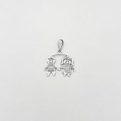 Pingente menino e menina juntos prata 925 - P470 - BRAGHETTO