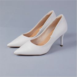 Scarpin Branco Salto Fino Bebece - Liso - Branco Store
