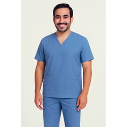 Camisa Scrub Masculina Azul Celeste - Pijama Priva... - BRANCURA