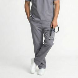 Calça Cinza Gabardine Masculina Pijama Cirúrgico -... - BRANCURA