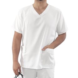 Camisa Scrub Branca Masculina Enfermagem Privativo... - BRANCURA