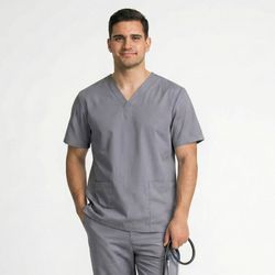 Camisa Scrub Cinza Masculina - Privativo Pijama Ci... - BRANCURA