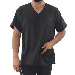 Camisa Scrub Preta Masculina - Privativo Pijama Ci... - BRANCURA