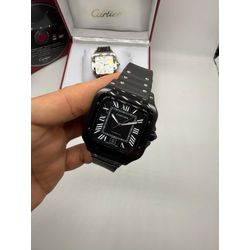 26-CRATU-007 - Relogio Cartier Santos Borracha Aut... - Junior Relógios de Luxo