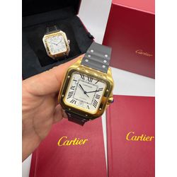 26-CRATU-009 - Relogio Cartier Santos Borracha Aut... - Junior Relógios de Luxo