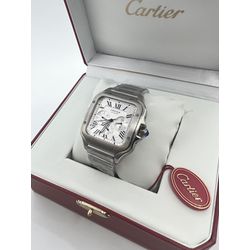CRSCC-002 - Relogio Cartier Santos Cronógrafo Aço - Junior Relógios de Luxo