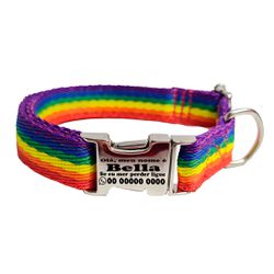 Coleira estampa Arco-Íris fecho de engate rápido - Brincadeira Animal