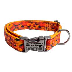 Coleira Camuflado Laranja com fecho de engate rápi... - Brincadeira Animal