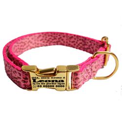 Coleira com estampa Onça Rosa fecho de engate rápi... - Brincadeira Animal