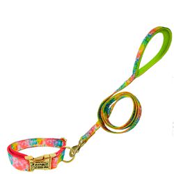 Coleira com guia estampa tie dye Vibrance com fech... - Brincadeira Animal