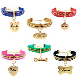 Gargantilha de couro com detalhes em strass - Brincadeira Animal