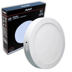 Painel Plafon Led Sobrepor Redondo 4000k Luz Neutra 18w - Broketto Materiais Elétricos