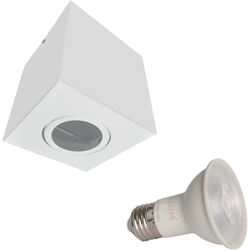 Kit Spot Sobrepor Box Branco Par20 e Lâmpada 7W 2700k - Broketto Materiais Elétricos