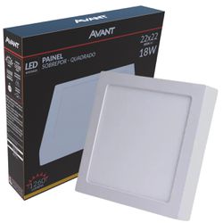 Plafon Painel Led 18w Quadrado Sobrepor 3000k Branco Quente. - Broketto Materiais Elétricos