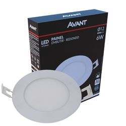 Plafon Painel Led 6w Embutir Redondo 6500k Branco Frio - Broketto Materiais Elétricos