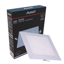 Painel Plafon Led Embutir 6W Quadrado 6500K Branco Frio Bivolt - Broketto Materiais Elétricos