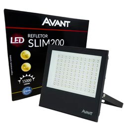 Refletor Holofote Led Slim 200w 3000K Branco Quente Bivolt - Broketto Materiais Elétricos