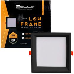 Plafon Painel Led Embutir Quadrado Recuado 18W 3000K Preto - Broketto Materiais Elétricos