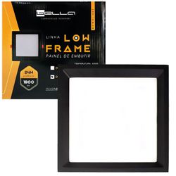 Plafon Painel Led Embutir Quadrado Recuado 24w 3000k Preto - Broketto Materiais Elétricos