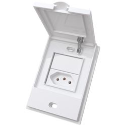 Tomada 2p+t Simples C/ Tampa Área Externa 20a Branco Blux - Broketto Materiais Elétricos