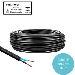 Cabo Fio Flexível PP 2x1,00 mm Preto por Metro - Broketto Materiais Elétricos