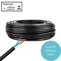 Cabo Fio Flexível PP 3x1,00mm Preto por Metro - Broketto Materiais Elétricos