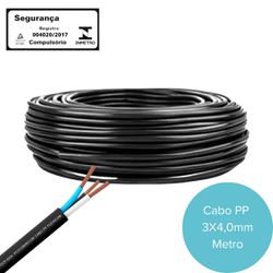 Cabo Flexível PP 3X4,0mm Preto Por Metro - Broketto Materiais Elétricos