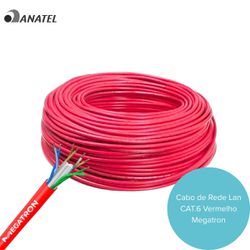 Cabo de Rede Lan Cat.6 Vermelho 4PX23AWG Megatron Por Metro - Broketto Materiais Elétricos