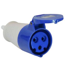 Acoplamento Tomada Industrial 16A 6H 220-240V 2P+T Ip44 Azul - Broketto Materiais Elétricos
