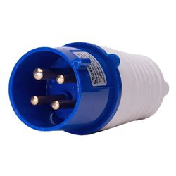 Plugue de Tomada Industrial 3P+T 32A 220-240V 9H IP44 Azul - Broketto Materiais Elétricos