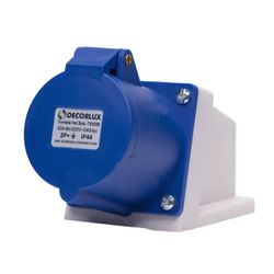 Tomada Industrial Sobrepor 32A 6H 220V 2P+T IP44 Azul - Broketto Materiais Elétricos