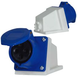 Tomada Industrial Sobrepor 32a 9h 220v 3p+t Ip44 Azul - Broketto Materiais Elétricos