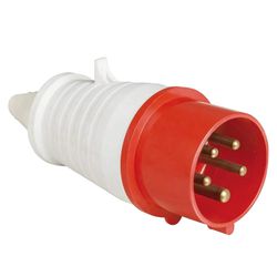 Plugue de Tomada Industrial 3P+T+N 16A 380-415V 6H IP44 Vermelho - Broketto Materiais Elétricos