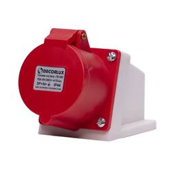 Tomada Industrial Sobrepor 3P+T+N 16A 380-415V 6H IP44 Vermelho - Broketto Materiais Elétricos