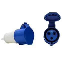 Acoplamento Tomada Industrial 32A 6H 220-240V 2P+T Ip44 Azul - Broketto Materiais Elétricos