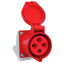 Tomada Industrial Sobrepor 32a 6h 380-415v 3p+t Ip44 Vermelha - Broketto Materiais Elétricos