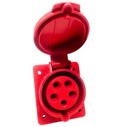 Tomada Industrial Embutir 3P+T+N 32A 380-415V 6H IP44 Vermelho - Broketto Materiais Elétricos