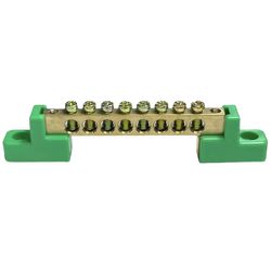 Barramento Terra Verde 8 Furos Fixo Parafuso - Broketto Materiais Elétricos