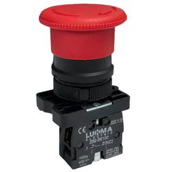 Botão Cogumelo Emergência Gira Destrava Vermelho 1NF LK2-ES542 - Broketto Materiais Elétricos