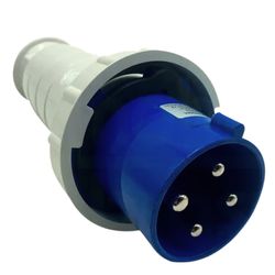Plugue De Tomada Industrial 3P+T 63A 220V 9H IP65 Azul - Broketto Materiais Elétricos