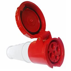 Acoplamento Tomada Industrial 63A 6H 380-415V 3P+T Ip65 Vermelho - Broketto Materiais Elétricos