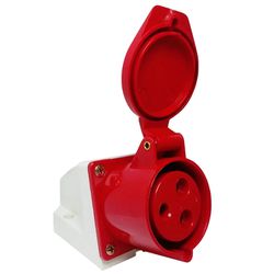 Tomada Industrial Sobrepor 2P+T 32A 380-415V 9H IP44 Vermelho - Broketto Materiais Elétricos