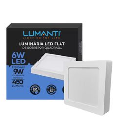 Plafon Led Sobrepor Quadrado 6w 6500k Branco Frio Bivolt - Broketto Materiais Elétricos