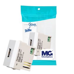 Módulo Tomada Carregador USB 2A Branco Sleek Margirius - Broketto Materiais Elétricos
